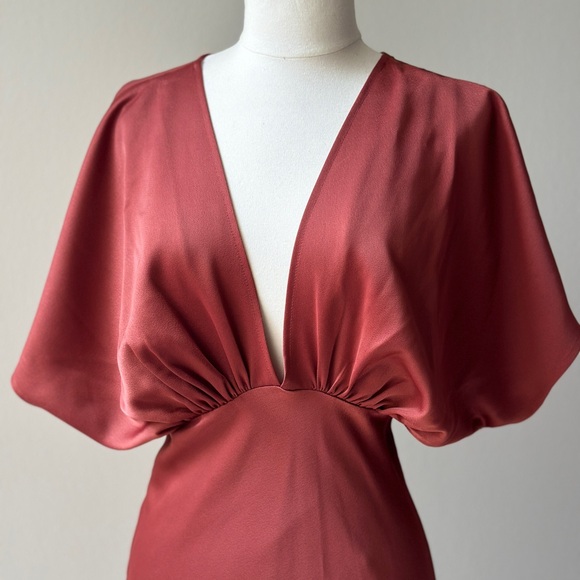 BLDH Leila Charmeuse Dress in Wine Brown - Picture 8 of 14
